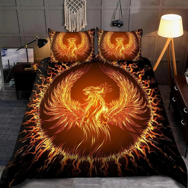 Lodestar Bettwäsche-Set Drachen und Phönix mit Mandala-Design, Fantasy Gothic Motiv, Mehrfarbig, B/H: 140 x 210 cm - Bild 1