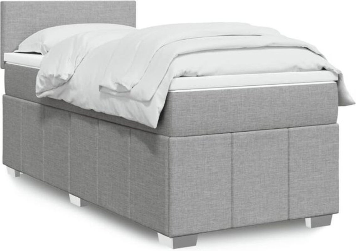 vidaxl Boxspringbett mit Matratze in Grau und Weiß aus Stoff B/T/H: 100 x 200 x 100,5 cm - Bild 1