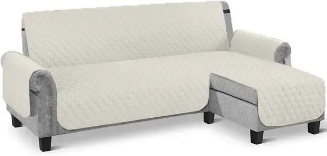 Wasserdichter Ecksofabezug in L-Form für dein Wohnzimmer, gesteppter Universal-Couchbezug in Weiß - Bild 1