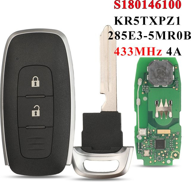 Jingyuqin Smart Key Card für Nissan Kicks, X-Trail, Rogue und Ariya in Schwarz mit 433 MHz und 4A Chip (KR5TXPZ1 285E3-5MR0B) - Bild 1