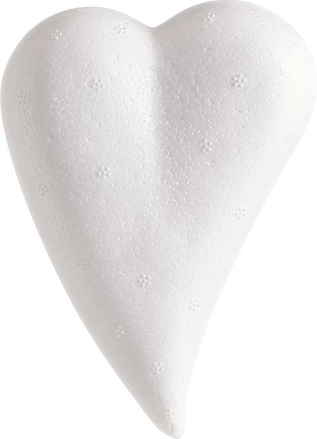 VBS Styroporherz in Tropfenform, Weiß, B/T/H: 12 x 8 x 3,6 cm - Bild 1