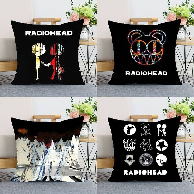 52TOYS Radiohead Rock Band Kissenbezug im Vintage-Stil, Schwarz, B/T/H: 40 x 40 x 40 cm - Bild 1