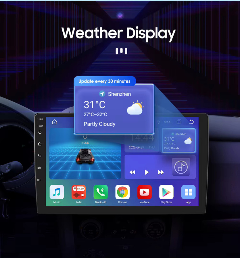 Hizpo 2Din Android 13 Auto Multimedia Player für Mercedes Benz C-Klasse W203 C180 C200 CLK W209 mit GPS, RDS und Carplay in Schwarz - Bild 4