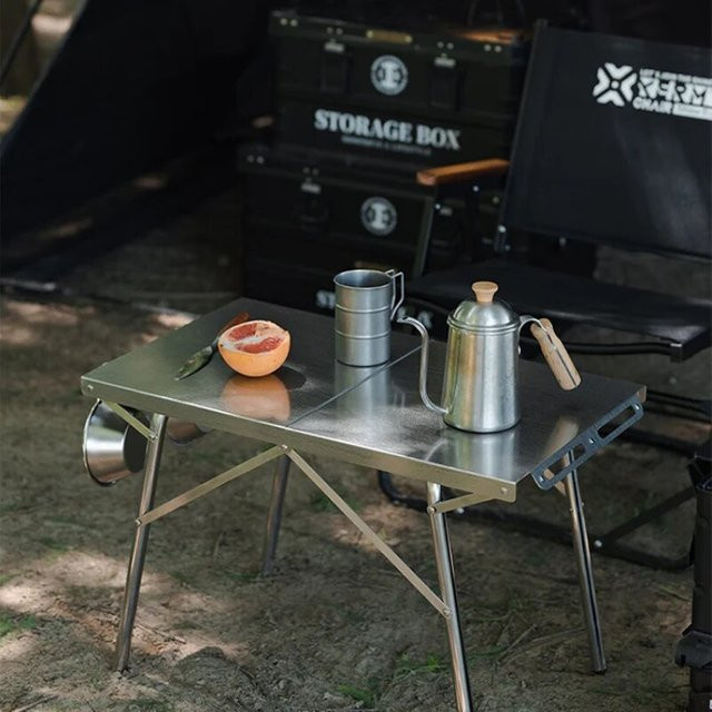 Shine Trip Outdoor-Camping-Klapptisch aus Edelstahl in Silber - Bild 1