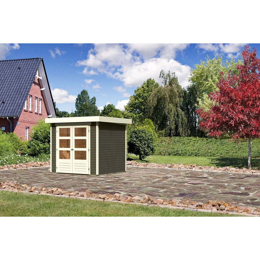Karibu Holz-Gartenhaus Boras mit Flachdach in Terragrau, B/T/H: 211 x 209 x 190 cm - Bild 2
