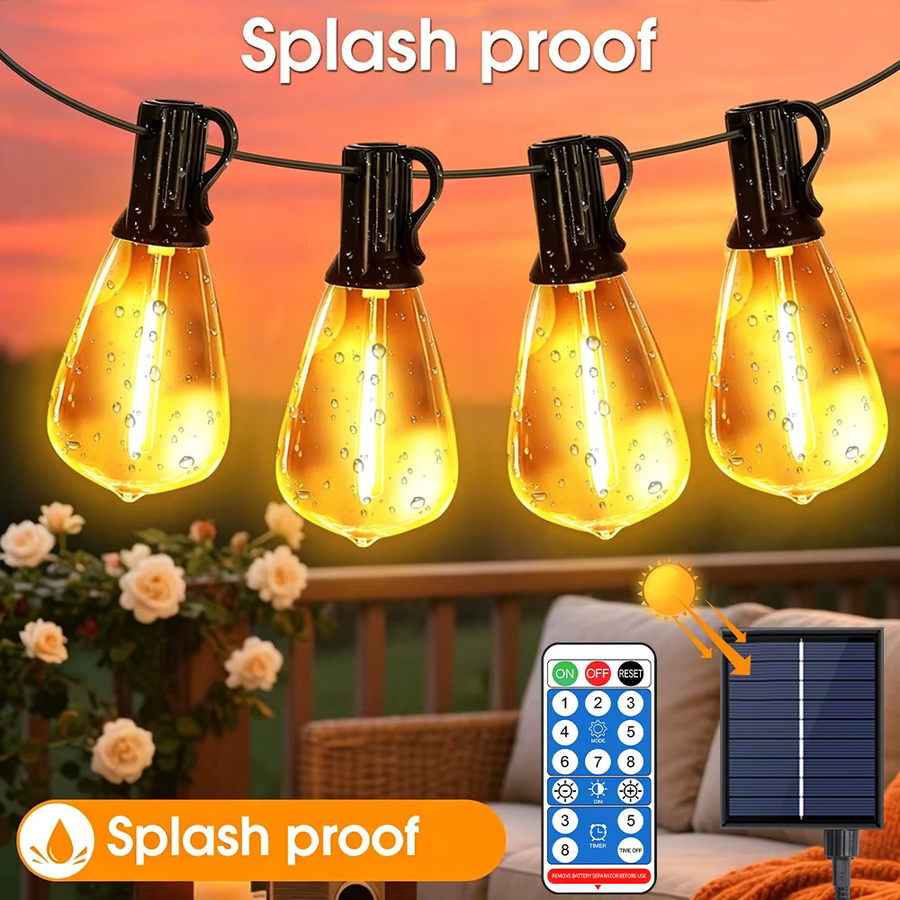 ST38 Solar-LED-Lichterkette mit Fernbedienung, warmweiß, wasserdicht und dimmbar für Garten und Terrasse - Bild 5