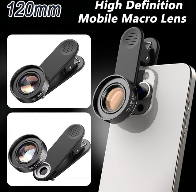 OBKEY Handy-Makroobjektiv Set mit Sternenlichtfilter und CPL-Filter 37 mm in Schwarz für iPhone, Samsung, Pixel und Android-Smartphones sowie iPad - Bild 1