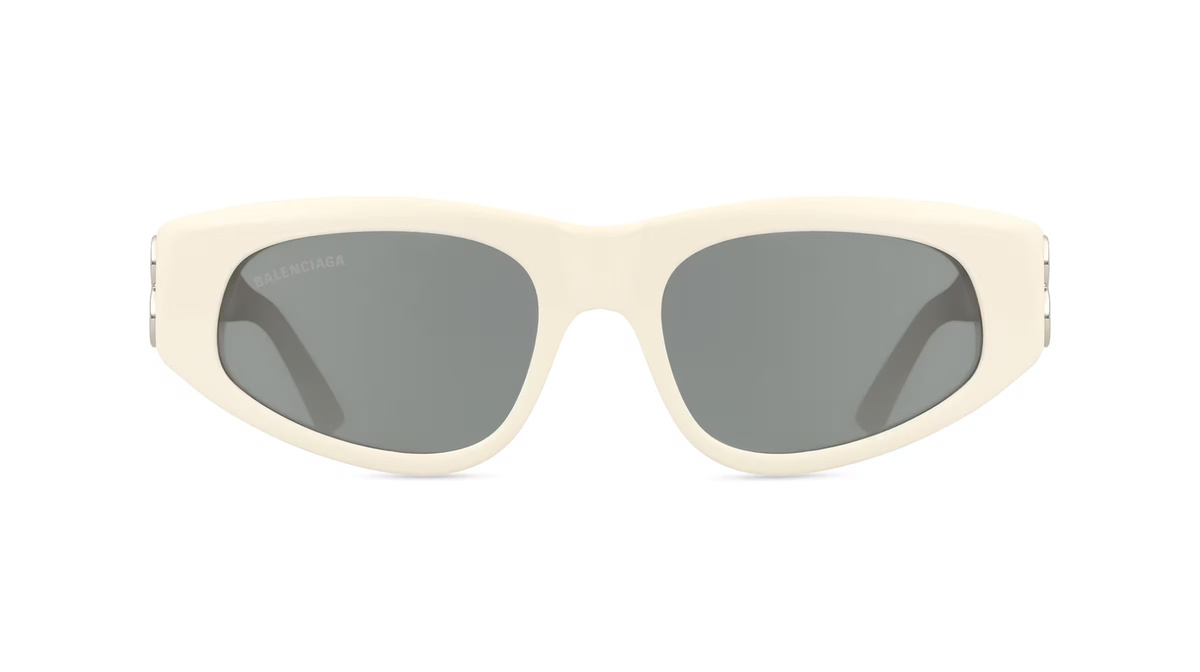 Balenciaga BB0095S Sonnenbrille Cat Eye, Vollrand, Acetat, weiß, grau, Damen - Bild 1