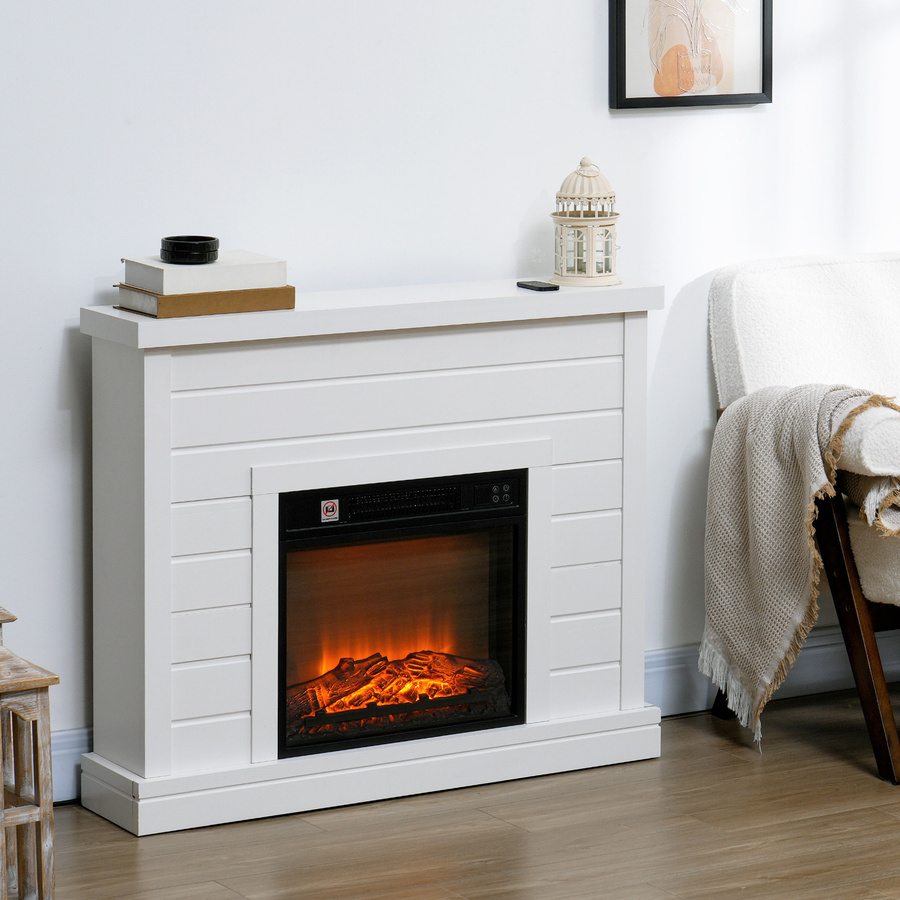 HOMCOM Elektrokamin mit Heizung und Flammeneffekt, 1800 W Dekokamin in Schwarz mit Fernbedienung und Timer - Bild 2