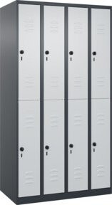 C+P Doppelstock-Spind Classic PLUS mit 4 Abteilen, Stahl, anthrazitgrau und lichtgrau, H x B x T: 185 x 100 x 50 cm - Bild 1