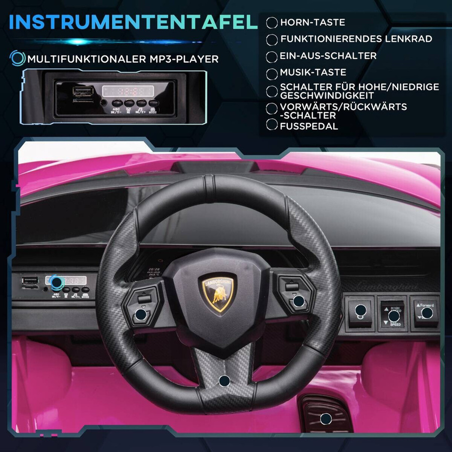 HOMCOM Kinderauto Elektro SUV, Pink, mit Fernbedienung, Licht und Musik, ab 3 Jahre - Bild 5