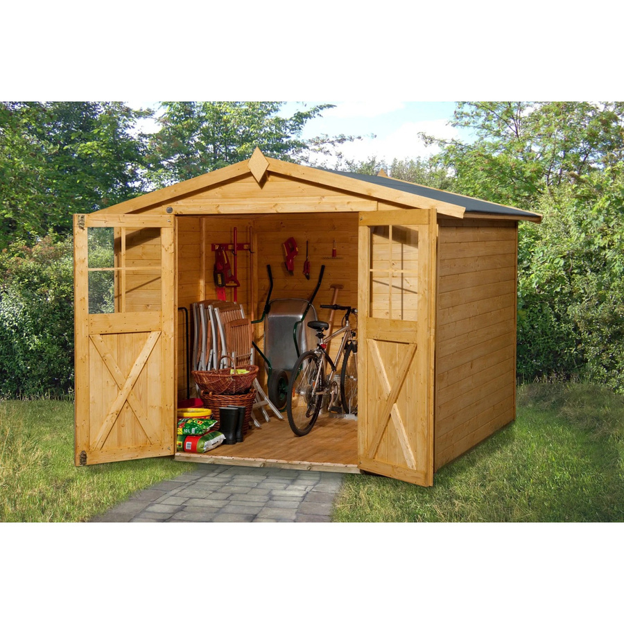 Weka Holz-Gartenhaus Parma mit Satteldach in Eiche Hell lasiert, B: 318 cm, T: 254 cm, H: 221 cm - Bild 2