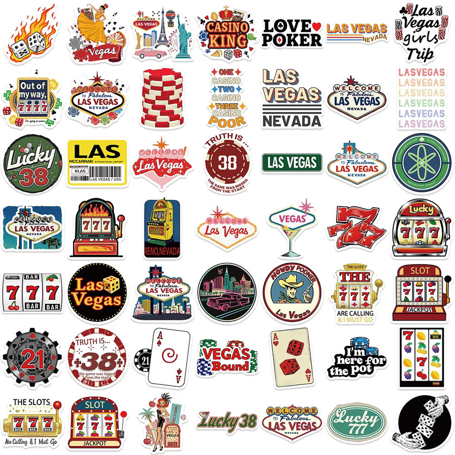 Charile Vintage Las Vegas Aufkleber Set, wasserdichte Retro Sticker für Laptop, Telefon, Skateboard und Auto, Mehrfarbig - Bild 3