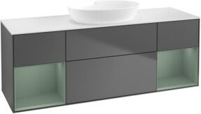 V&B Waschtischunterschrank Finion mit Wandbeleuchtung in Anthrazit, B/T/H: 160 x 50,1 x 50,1 cm - Bild 1