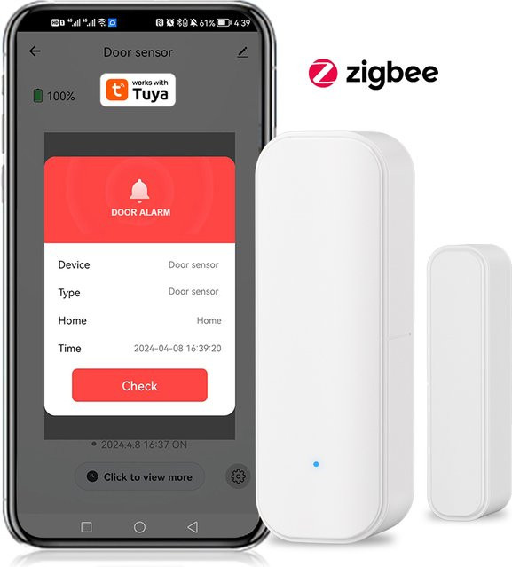 ONENUO Tuya Zigbee Türsensor und Fensterkontakt in Weiß, kompatibel mit Tuya App, Alexa und Google Assistant - Bild 1