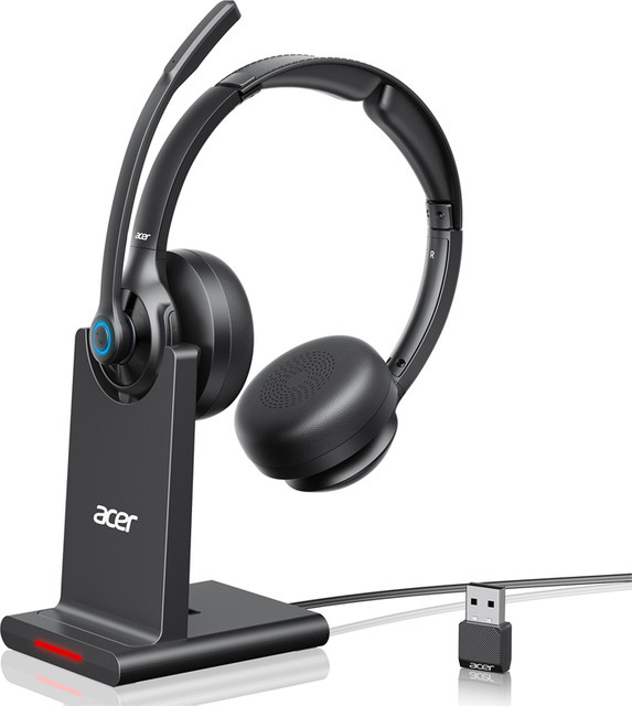 Acer HB02 Kabelloses Dual-Mode-Headset mit Bluetooth 5.3 und 2,4G USB-Dongle, ENC Mikrofon für kristallklare Anrufe, Schwarz - Bild 1