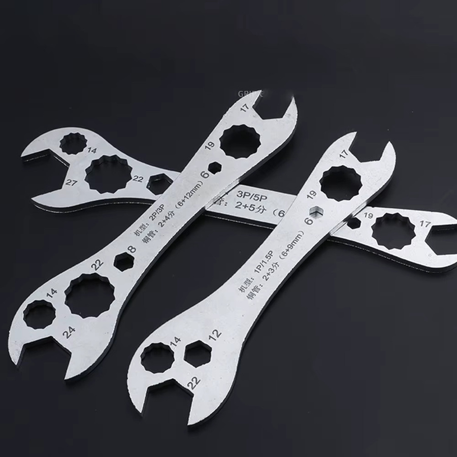 Multifunktionaler WOZOBUY Klimaanlagenschlüssel als flacher Doppelseitiger Schraubenschlüsselsatz mit offenem Ende in Silber - Bild 3