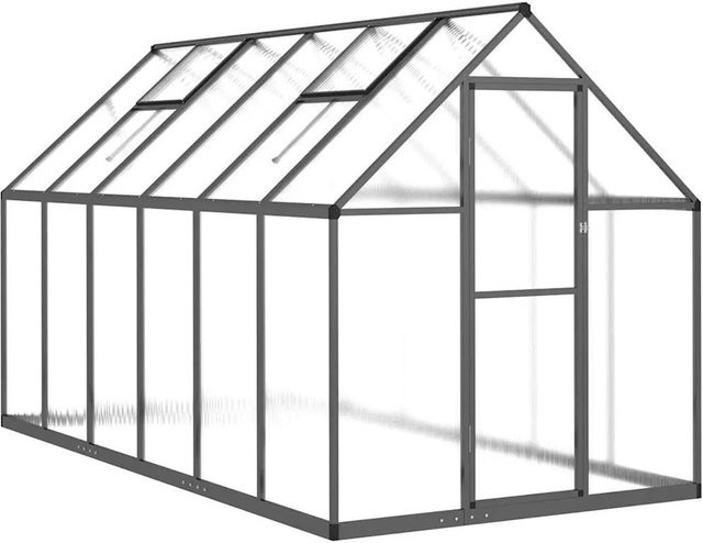 Furnicato Gewächshaus aus Aluminium mit Fundamentrahmen und Polycarbonat in Anthrazit, B/T/H: 334 x 169 x 195 cm - Bild 1