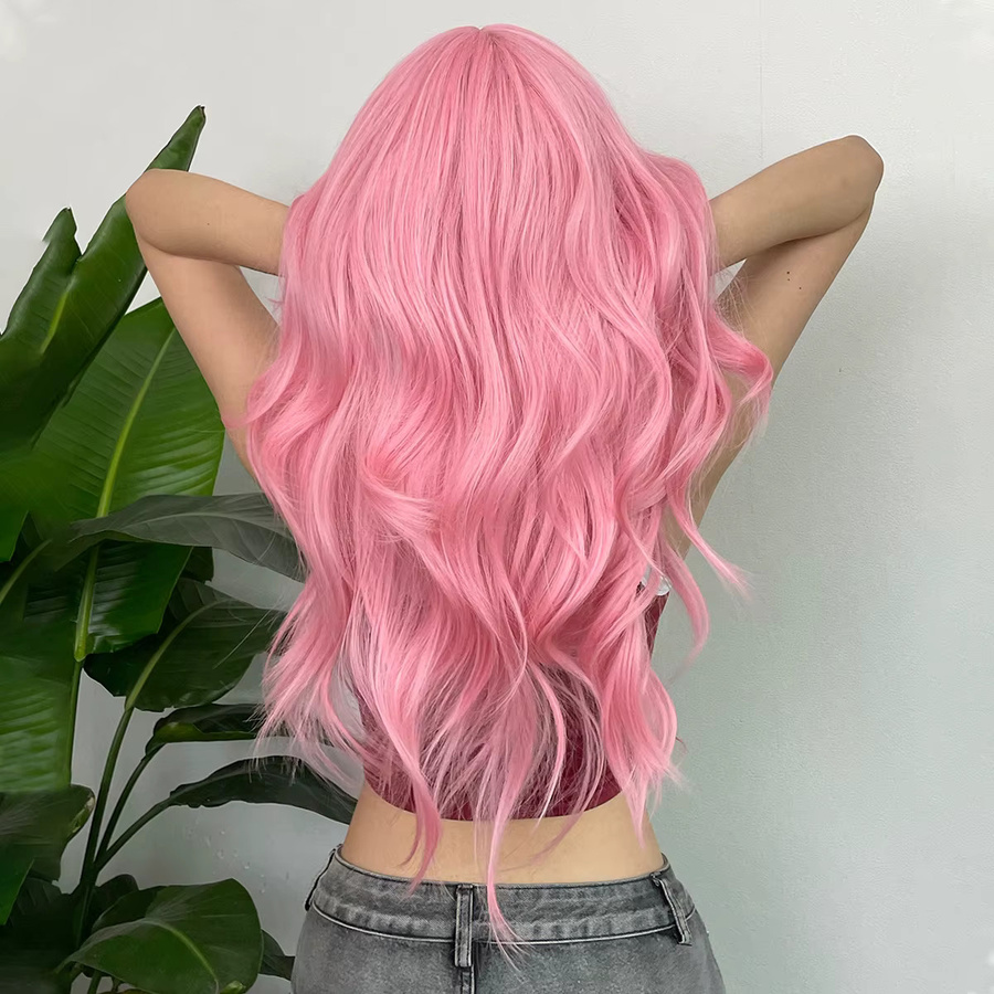 HAIRCUBE Perücke, hellrosa, lang gewellt mit Pony, Damen - Bild 3