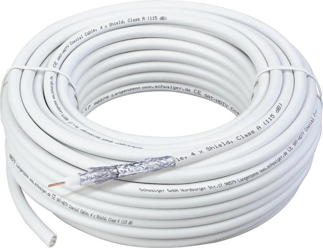 Schwaiger SAT-Koaxialkabel Weiß 10 m mit 115 dB - Bild 1