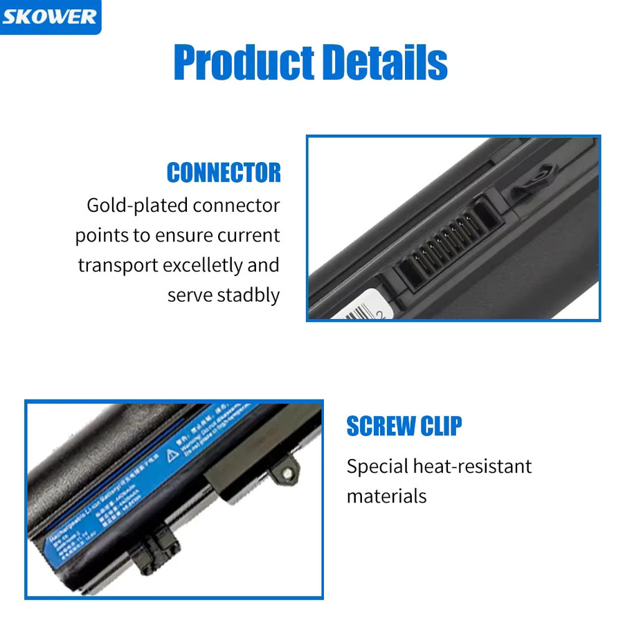 SKOWER AL14A32 Li-Ion Akku 5000mAh in Schwarz für Acer Aspire V3-472 V3-572 E14 E15 Touch E5-421 E5-521 E5-551 E5-572G Extensa 2509 EX2509 - Bild 4