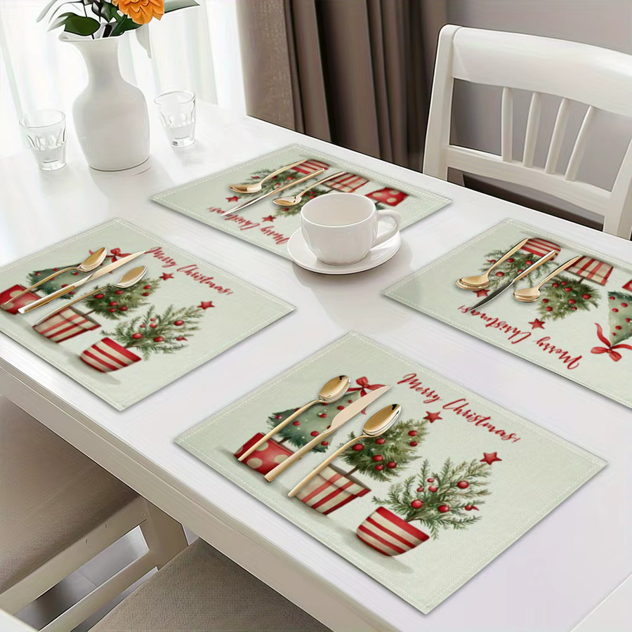 VIKAMA 4-teiliges Weihnachtsbaum-Tischset-Set für festliche Tischdekorationen - Bild 3