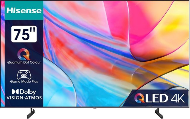 Hisense 75A79KQ QLED Smart TV in Schwarz mit 4K UHD, Wi-Fi und Bluetooth - Bild 1