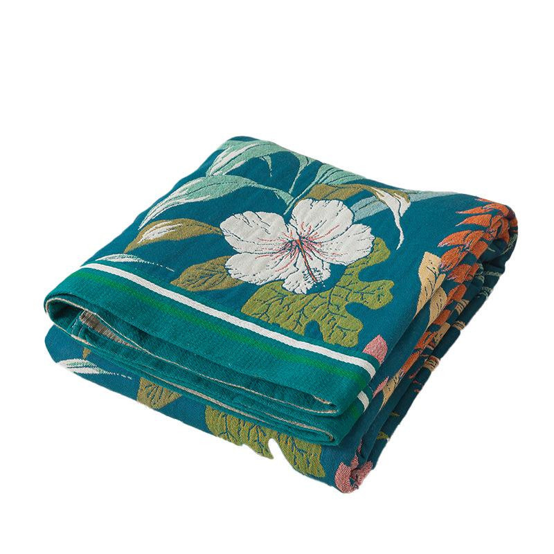 Global Finds Sommer-Decke aus Baumwoll-Musselin mit floralem Muster, Multicolour, B/B: 150 x 200 cm - Bild 4