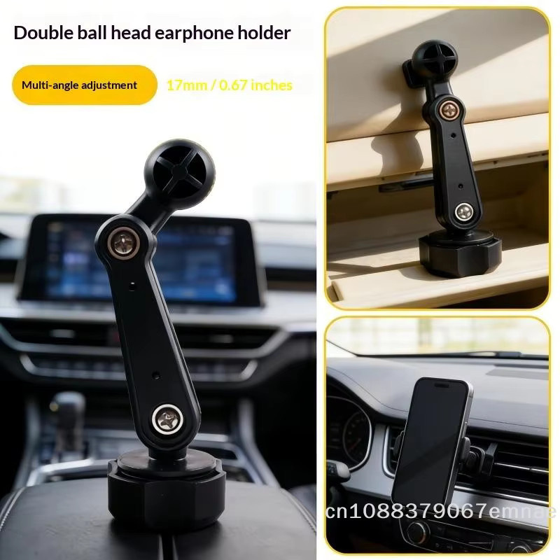 JETTING Universeller Autohandyhalter mit 17mm Kugelkopf und Verlängerungsstange, 360-Grad-Drehung und Lüftungsadapter, Schwarz - Bild 2