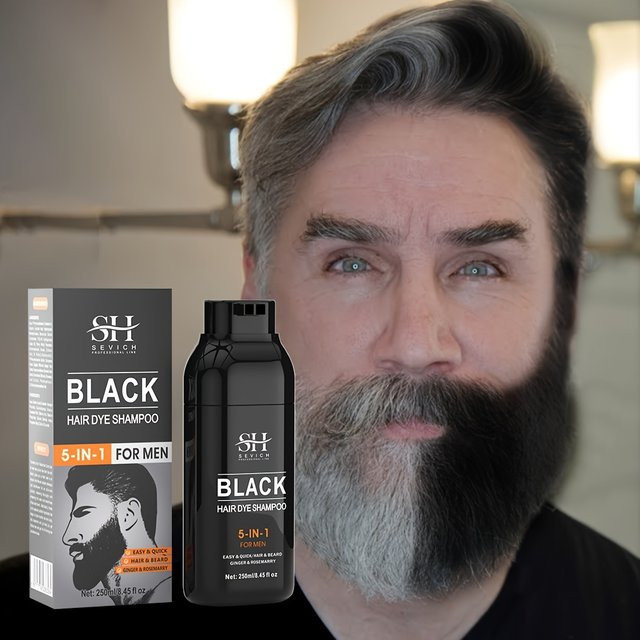 SEVICH 5-in-1 Shampoo Haar- und Bartfärbecreme für Herren, Schwarz, 250 ml - Bild 1