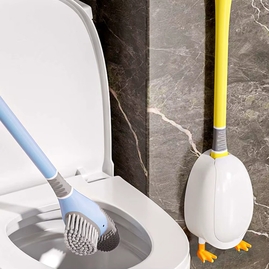 VIBRATITE Toilettenbürsten-Set Cute Duck aus Silikon in Weiß, 360° Tiefenreiniger für Bad und Wanne - Bild 3