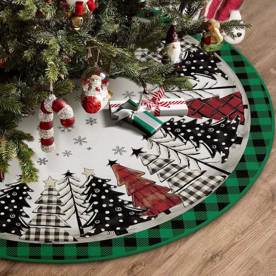 VIKAMA Weihnachtsbaumrock in grün und schwarz kariert für deine Weihnachtsdekoration - Bild 2
