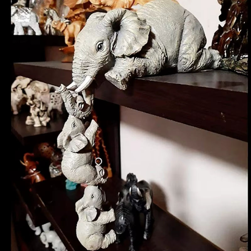 3er-Set Niedliche Elefanten Figuren aus Kunstharz in Grau als Dekorative Baby Puppen Miniaturen für deine Wohnkultur - Bild 5