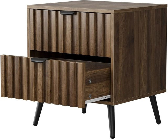 okwish Nachttisch mit zwei Schubladen für das Schlafzimmer in Braun, B/T/H: 45 x 40 x 53 cm - Bild 1