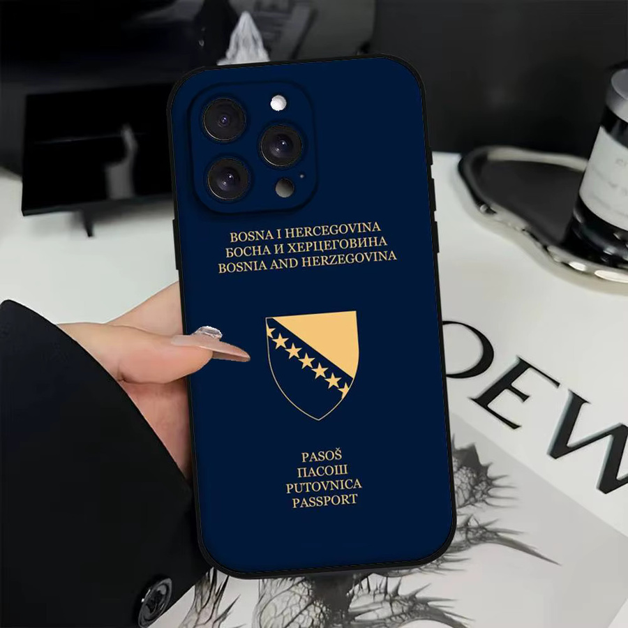 Handyhülle im Bosnien-Herzegowina Reisepass Design für Apple iPhone (alle Modelle), Schwarz - Bild 2