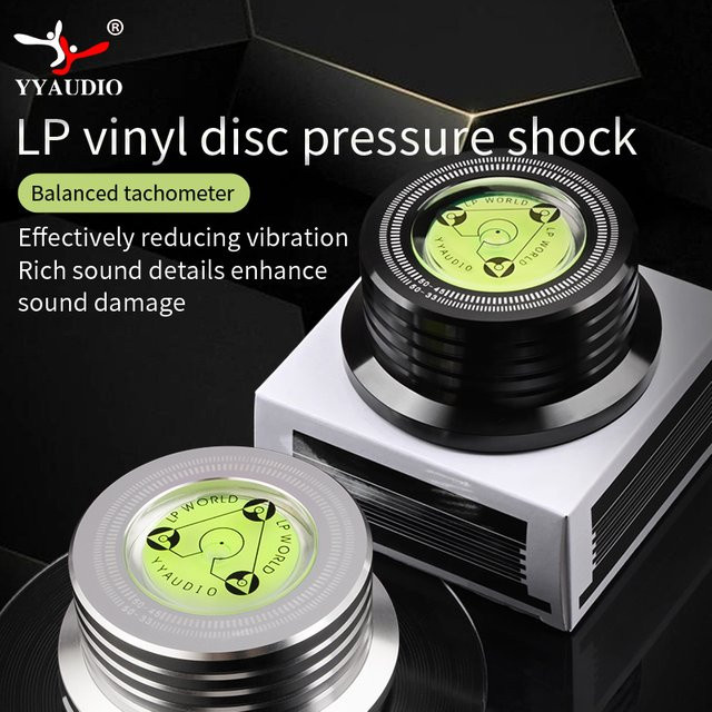 YYAUDIO Universal Plattenspieler Stabilisator aus Aluminiumlegierung mit Gewichtsklemme für 50Hz LP Vinyl, Schwarz oder Silber - Bild 1