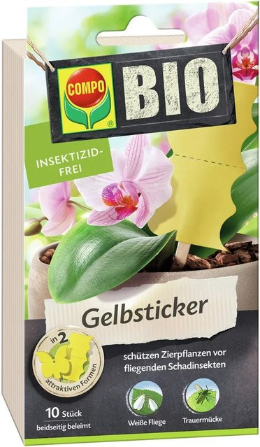Compo BIO Gelbsticker gegen fliegende Schadinsekten, 10 Stück, Gelb - Bild 1