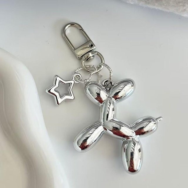 Rd lala 3D-Ballonhund Schlüsselanhänger in Silber für Autoschlüssel und Taschen als Unisex-Accessoire - Bild 1