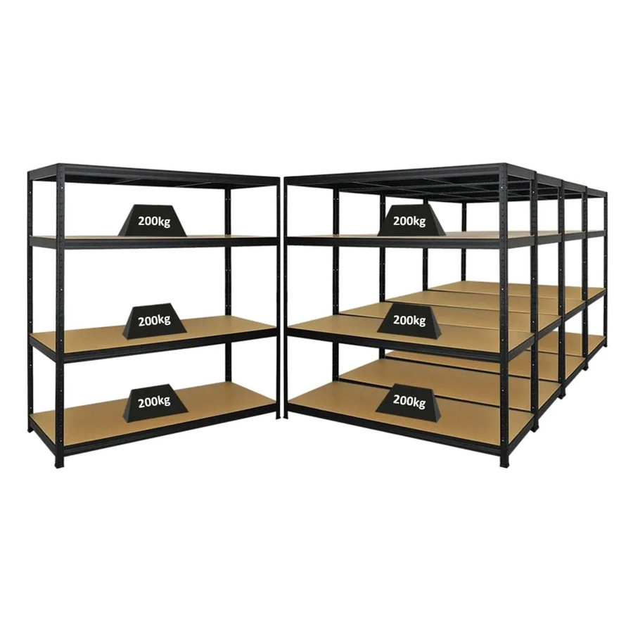 PROREGAL 5er-Set Schwerlastregal Giant Elephant, Schwarz, B/H/T: 160 x 150 x 60 cm, mit 4 verstellbaren Ebenen aus MDF und Metall - Bild 2