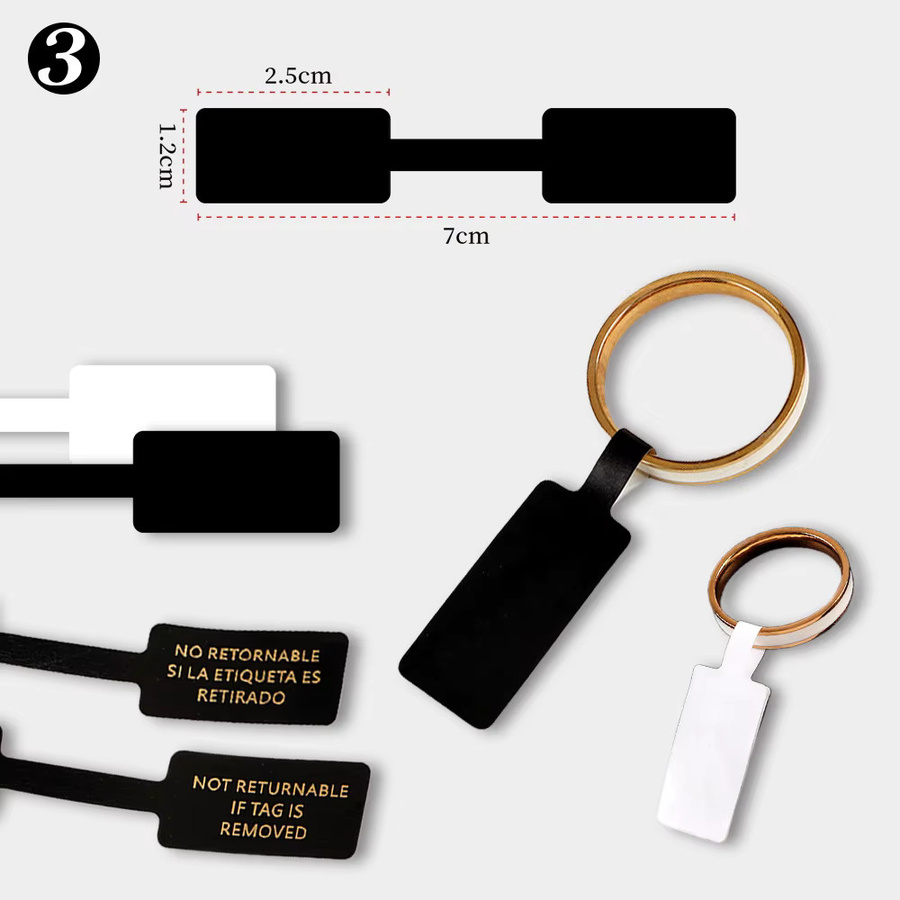 Selbstklebende Schmuck-Etiketten von TRYTRYSEE in 4 Größen und 2 Farben (Rosa und Schwarz) für Halsketten, Ohrringe und Armbänder - Bild 2