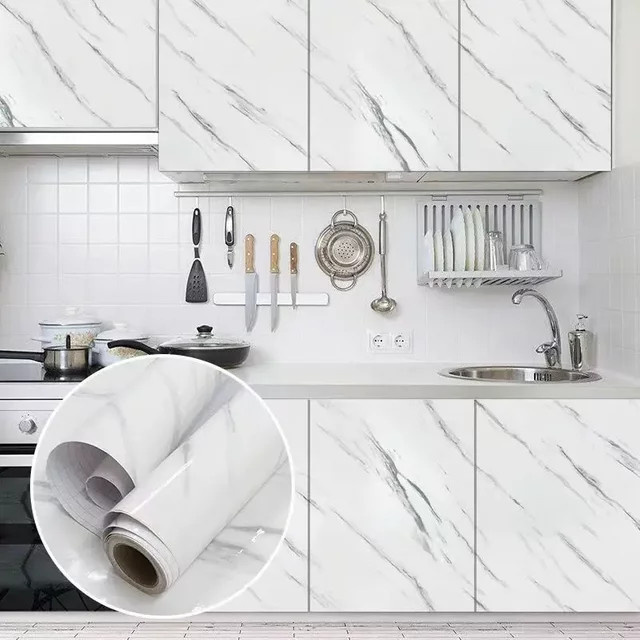 Selbstklebende Wandtapete von ctzsoop in Weiß mit modernem abstraktem Design, wasserdicht und waschbar, Breite: 60 cm - Bild 1