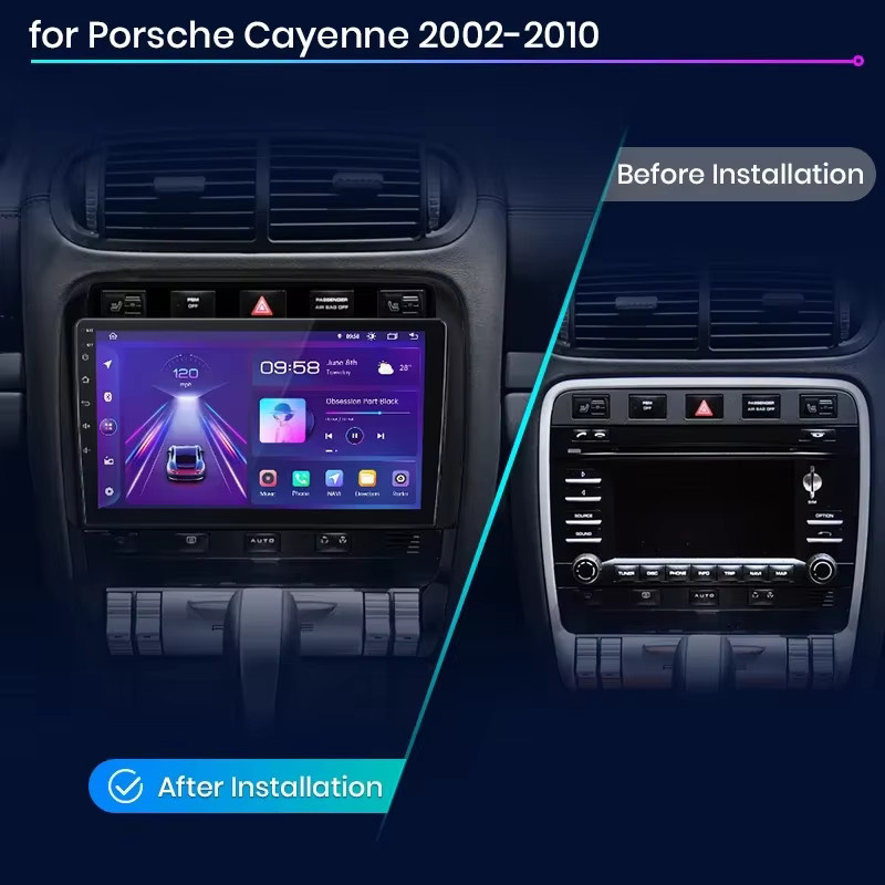 Junsun Android Auto Autoradio für Porsche Cayenne (2002-2010) mit Wireless CarPlay, GPS, Navi und DSP in Schwarz - Bild 2