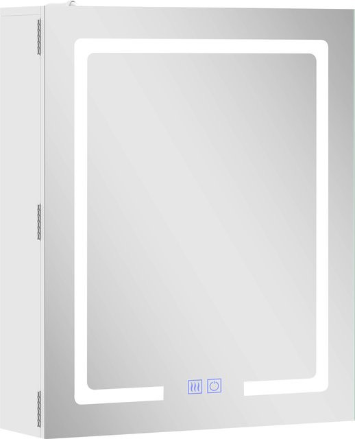 HOMCOM Spiegelschrank für das Badezimmer mit LED-Beleuchtung und Anti-Beschlag-Funktion, Weiß, B: 50 cm, T: 15 cm, H: 60 cm - Bild 1