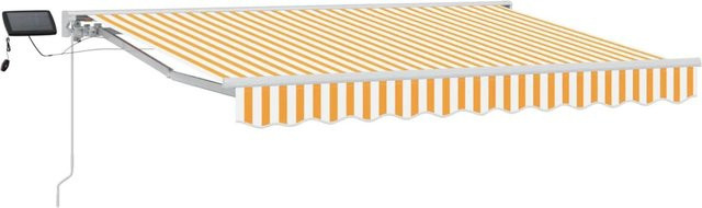 vidaXL Manueller Markisenrahmen mit LED-Beleuchtung in Gelb und Weiß, B: 350 cm, T: 200 cm - Bild 1