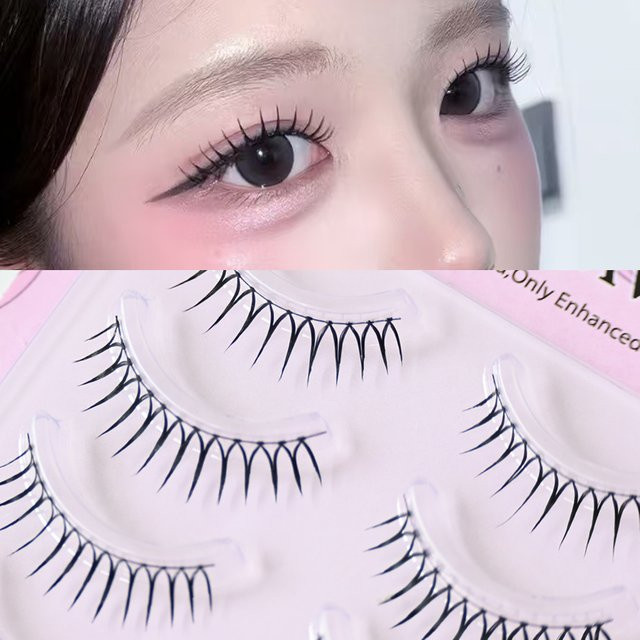 BLINKWAVE Wimpern, 5 Paar, Manga-Look, natürlich, schwarz/transparentes Band - Bild 1