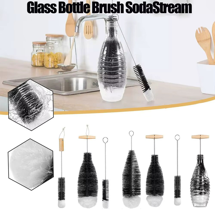 Soda Stream Flaschenbürste mit Buchenholzgriff zur Reinigung von Gläsern und Flaschen - Bild 3