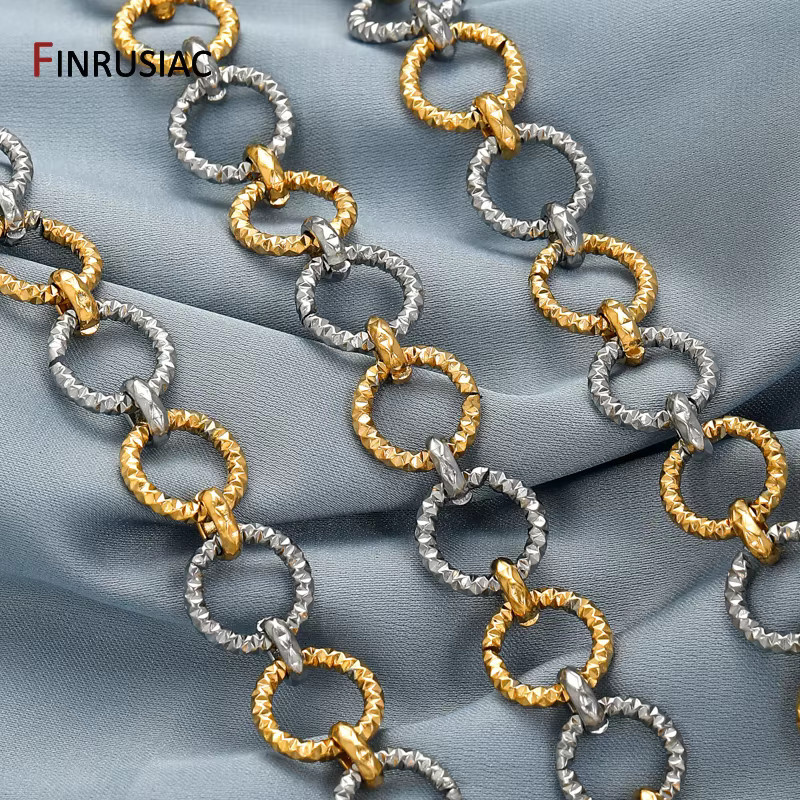 FINRUSIAC Edelstahlkette, 18 Karat vergoldet, gedrehte Kreis-Massenkette - Bild 2