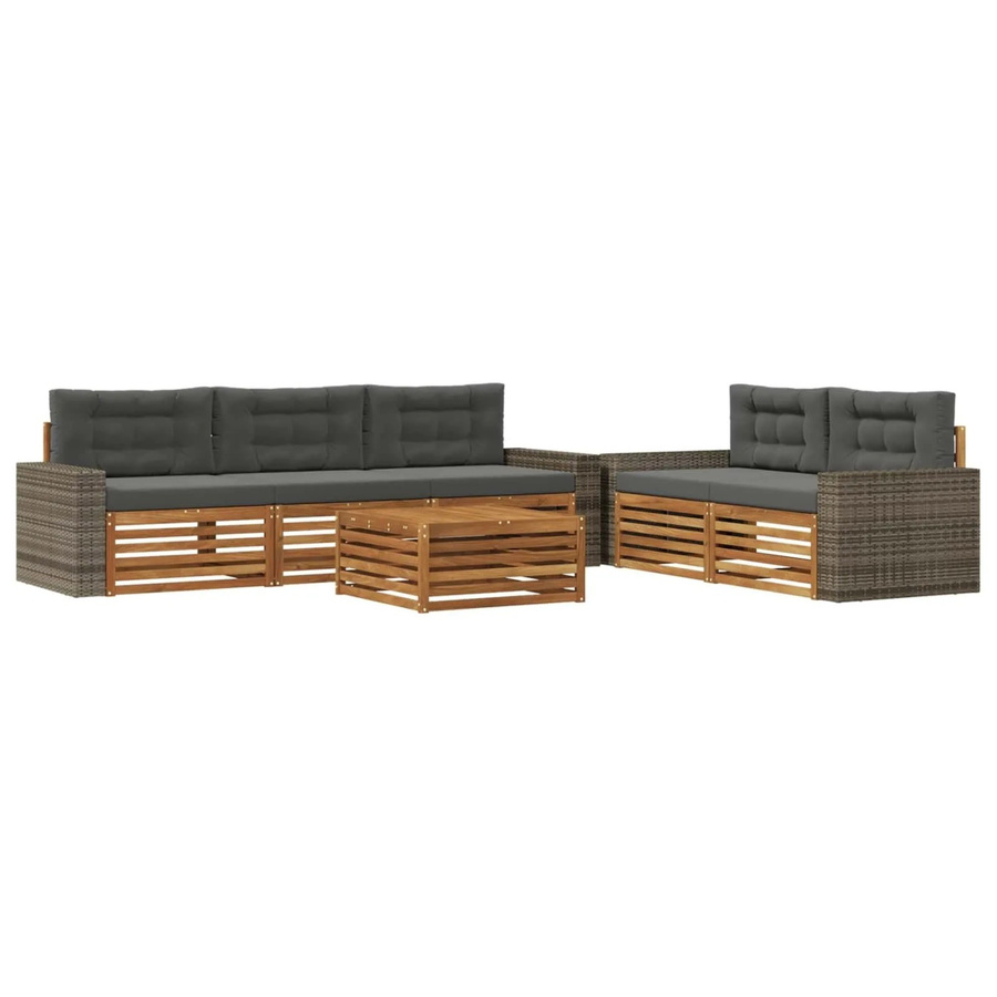 vidaXL Outdoor-Sofagarnitur aus Akazienholz mit 6 Teilen in Natur und Anthrazit - Bild 2