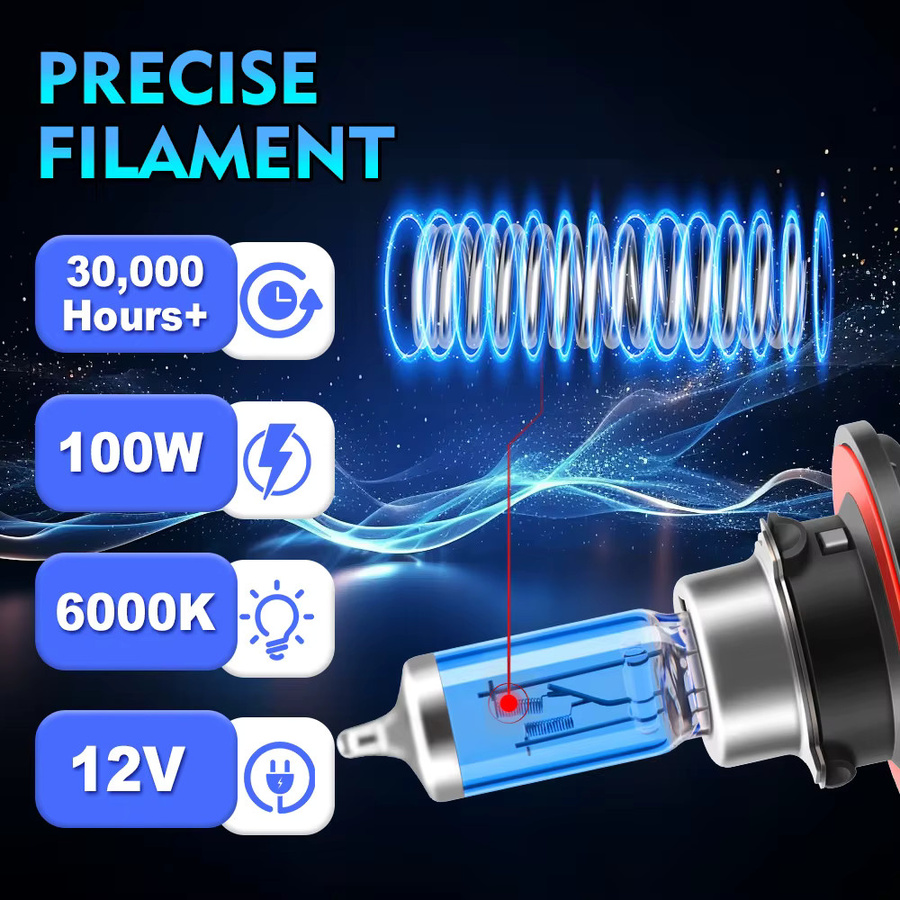 2er-Set Universal H13 Halogen Scheinwerfer Leuchtmittel mit 6000K Hyper Weiß und kühlem Blau, 12V - Bild 6