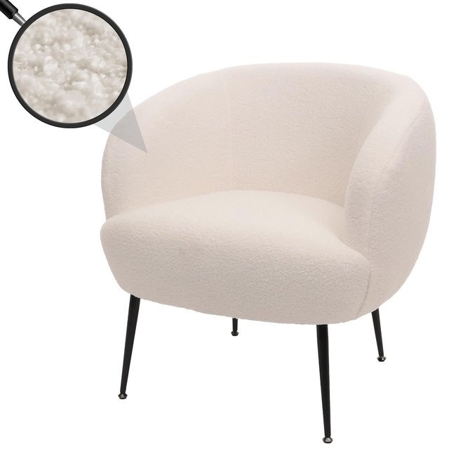 MCW Lounge-Sessel O37 mit Bouclé-Bezug und Metallgestell in Weiß - Bild 1